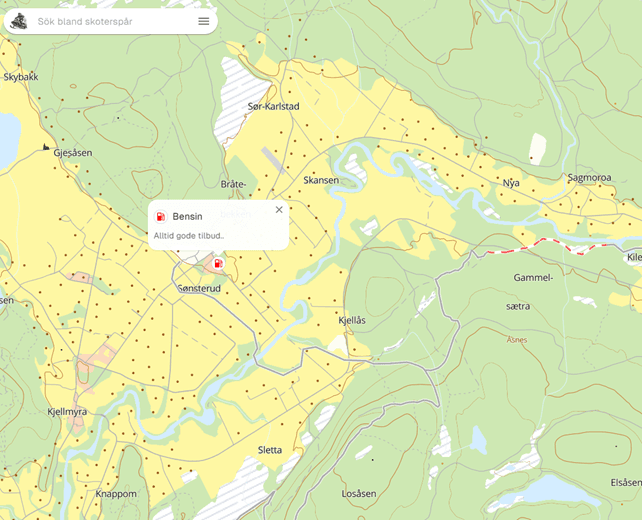 Map showing gas station